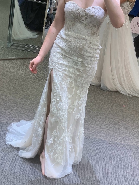 Galina Signature Dresses & Skirts - Galina Signature Strapless Lace Applique Wedding Dress in Ivory Style LSSWG881